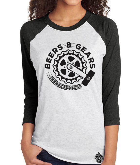 gears and beers Bikes and Craft Beer- Gears & Beers- Unisex Baseball Tee – hopcloth