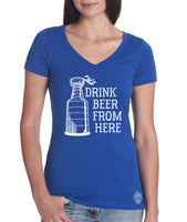 Lightning & Craft Beer Women's V-Neck- Drink Beer From here hockey shirt