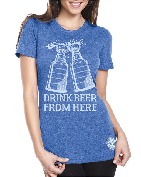 Double Lightning & Craft Beer Women's Tee- Drink Beer From Here Hockey Shirt