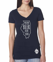 Illinois Drink Beer From Here® - V-Neck Craft Beer shirt