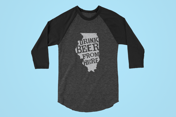 Illinois Drink Beer From Here® - Craft Beer Baseball tee