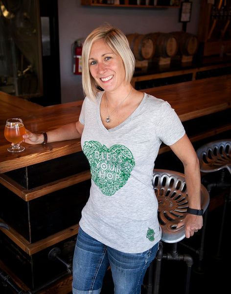 Craft Beer shirt- Bless Your Hop- women's v-neck