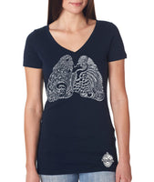 Craft Beer shirt- Heart and Lungs- Women's v-neck