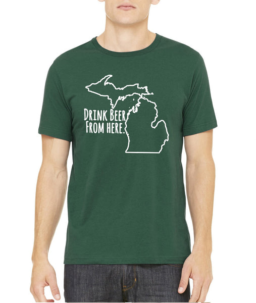 Spartans Drink Beer From Here- Michigan- MSU Craft Beer Shirt
