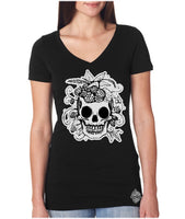 Hop Skull craft beer women's v-neck t-shirt