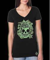 Hop Skull craft beer women's v-neck t-shirt