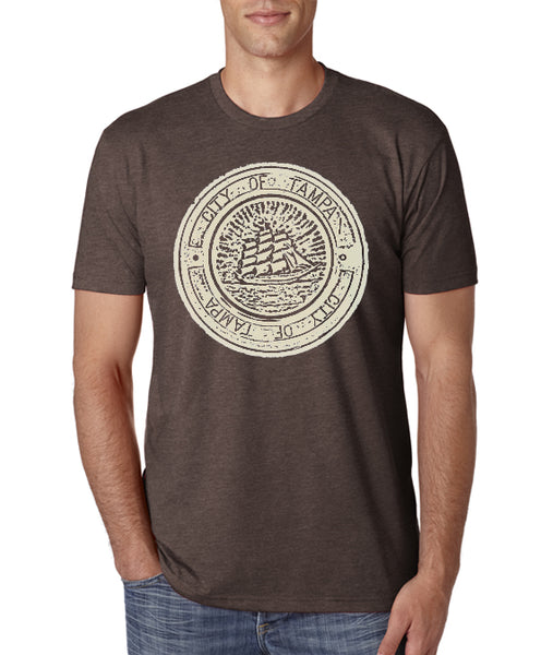 Tampa Ship Manhole cover- Men's Crew Neck t-shirt- Tampa, FL