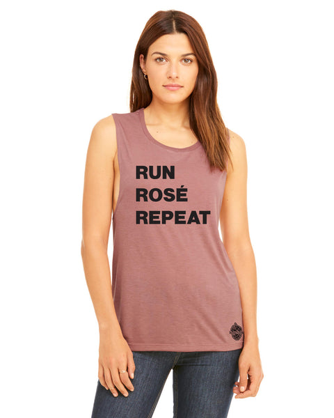 Run Rose Repeat workout shirt- women's Muscle Tank